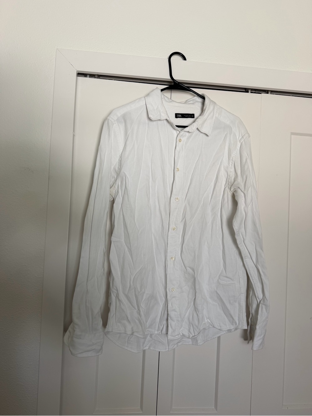 Zara White Long-Sleeve Button Shirt